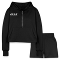 Women’s Cropped Hoodie & Jogger Short Set - black