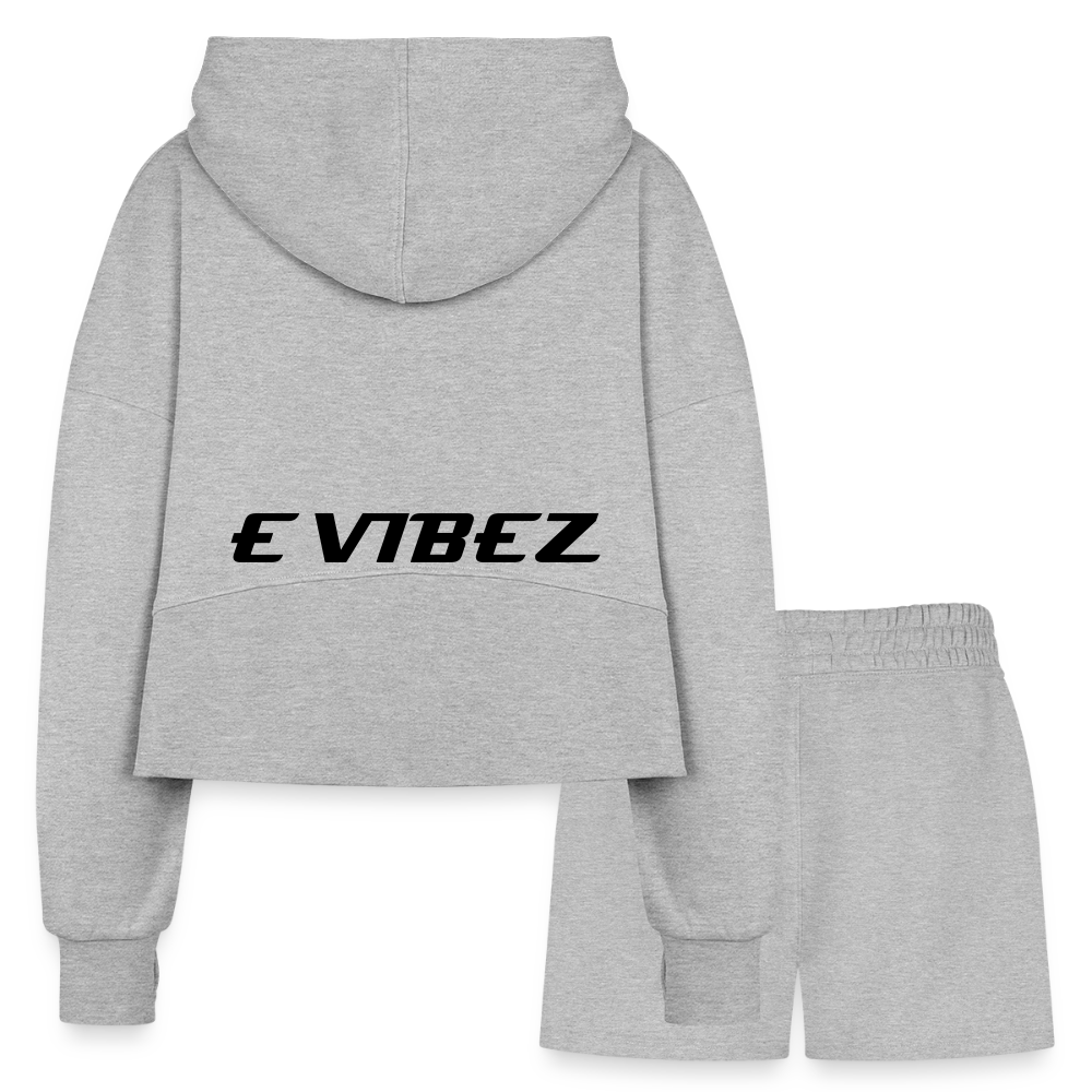 Women’s Cropped Hoodie & Jogger Short Set - heather gray