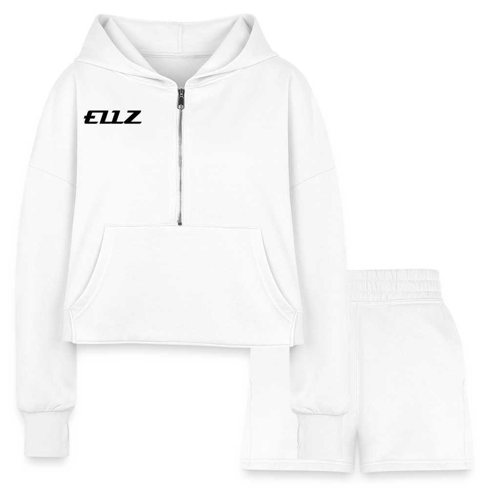Women’s Cropped Hoodie & Jogger Short Set - white